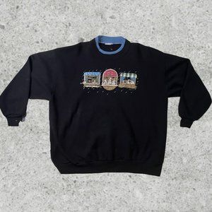 Vintage 80/90s Morningsun pullover double collared sweatshirt, cat and d…